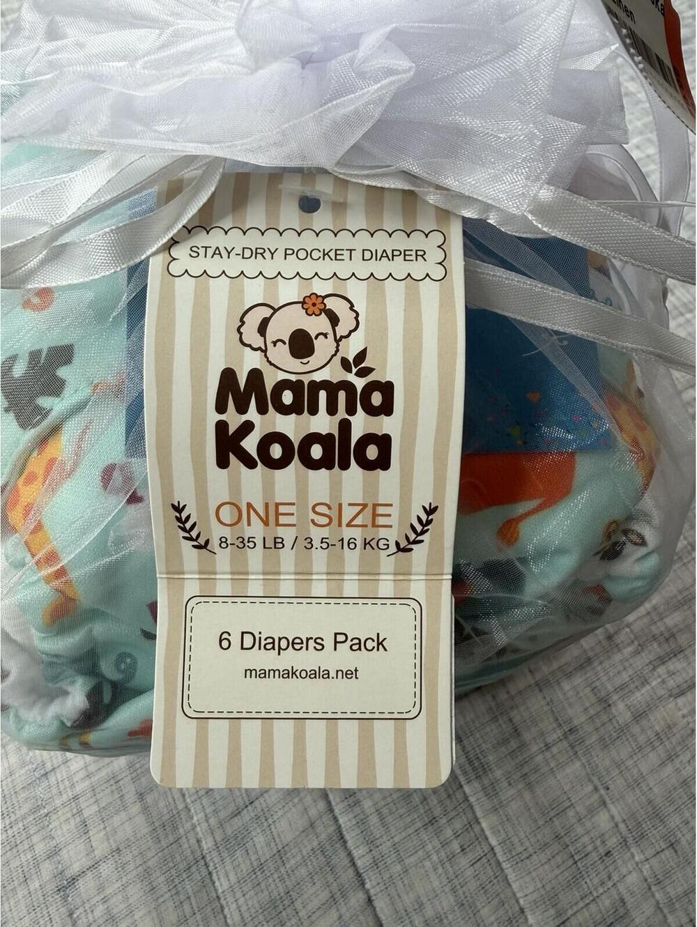 New Mama Koala 6 Diapers Pack Reusable Cloth Diapers One Size (8-35 LB)